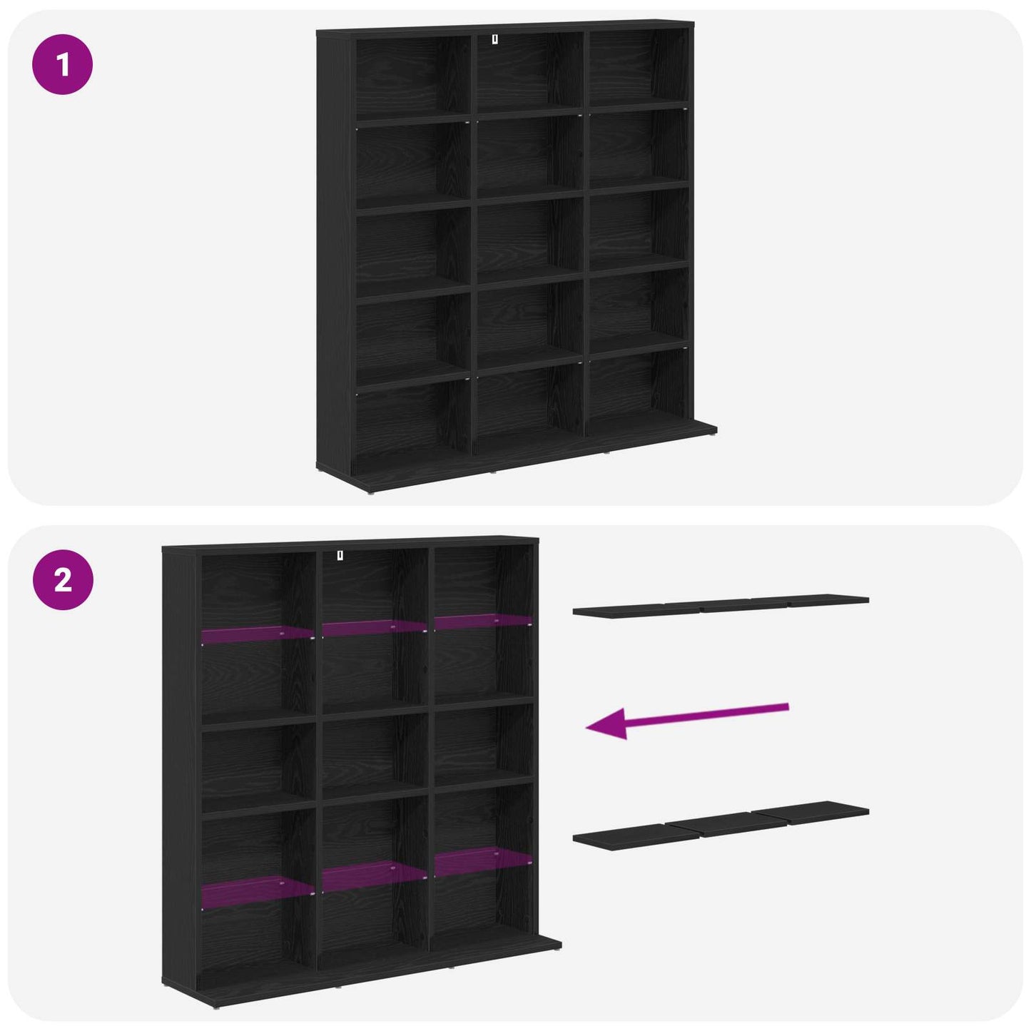 CD skap Svart eik 96 x 23,5 x 97,5 cm Konstruert tre