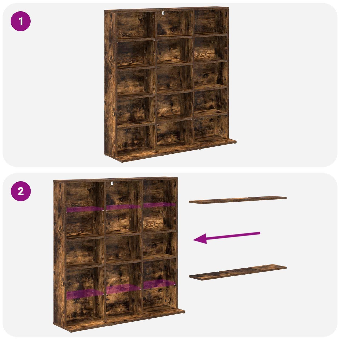 CD skap Røkt Eik 96 x 23,5 x 97,5 cm Konstruert tre