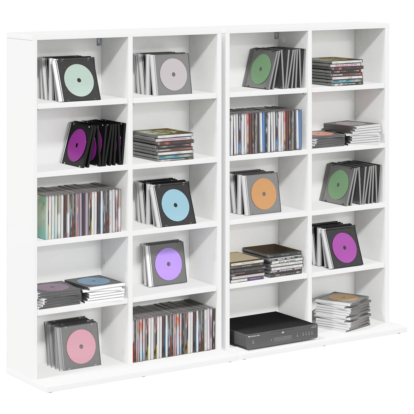 CD skap 2 stk. Hvit 65 x 23,5 x 97,5 cm Konstruert tre