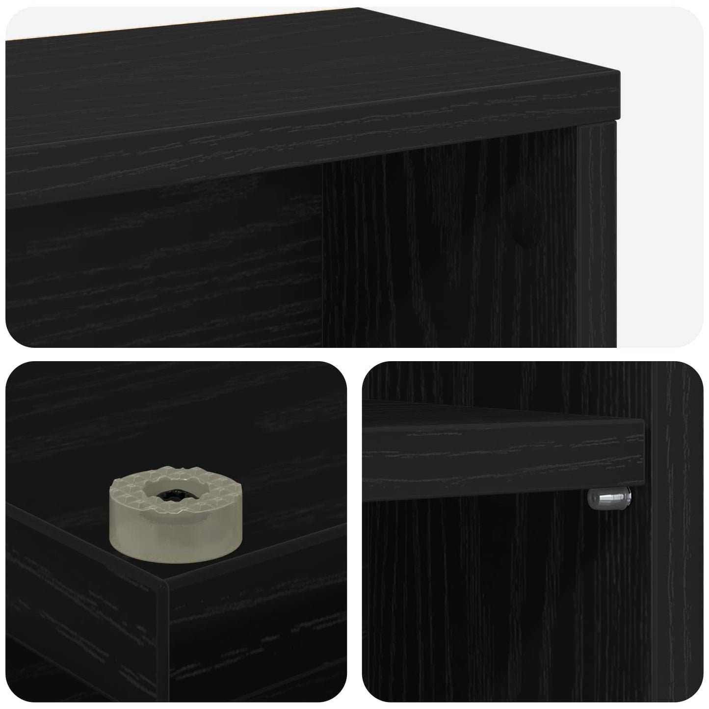 CD skap 2 stk. Svart eik 65 x 23,5 x 97,5 cm Konstruert tre