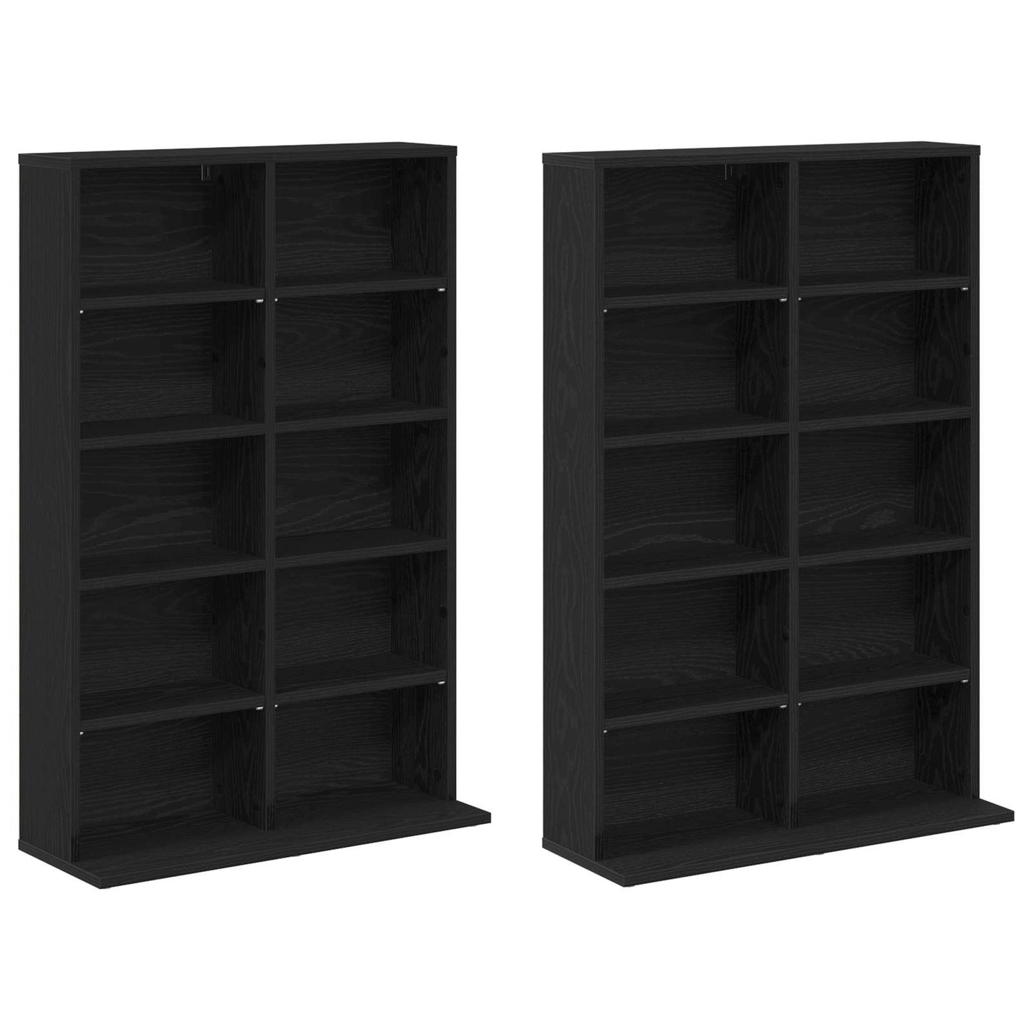 CD skap 2 stk. Svart eik 65 x 23,5 x 97,5 cm Konstruert tre