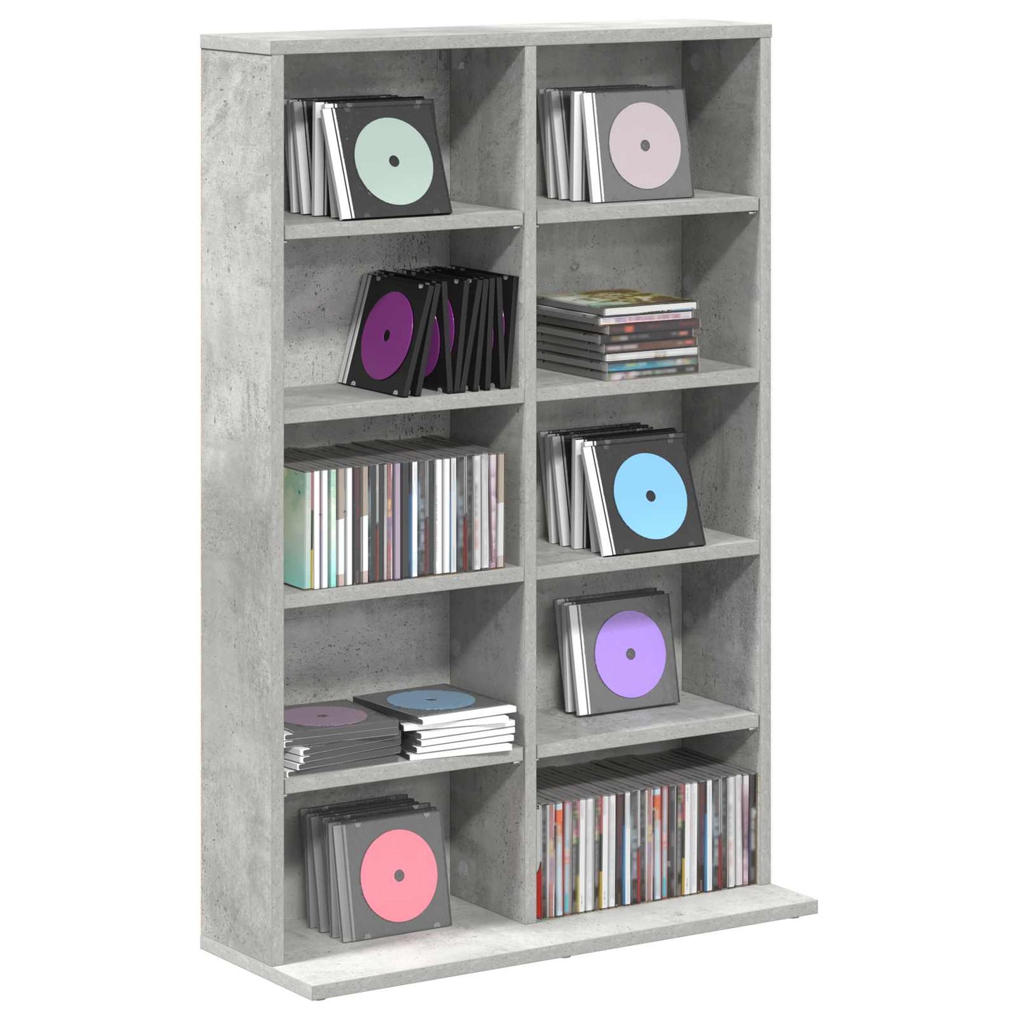 CD skap Betonggrå 65 x 23,5 x 97,5 cm Konstruert tre