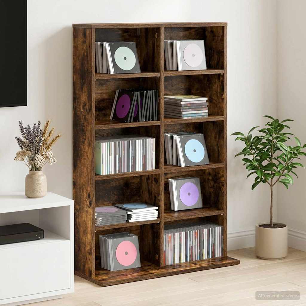 CD skap Røkt Eik 65 x 23,5 x 97,5 cm Konstruert tre