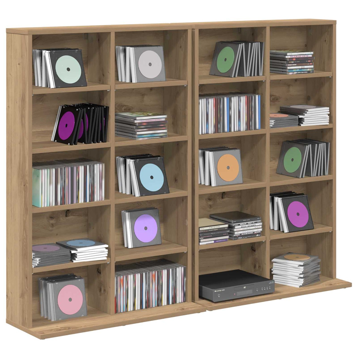 CD skap 2 stk. Artisan eik 65 x 23,5 x 97,5 cm Konstruert tre