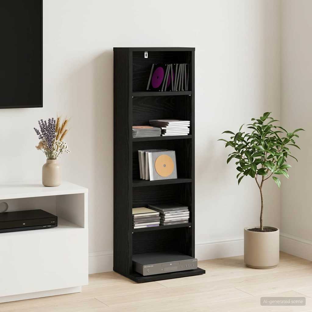 CD skap Svart eik 33 x 23,5 x 97,5 cm Konstruert tre