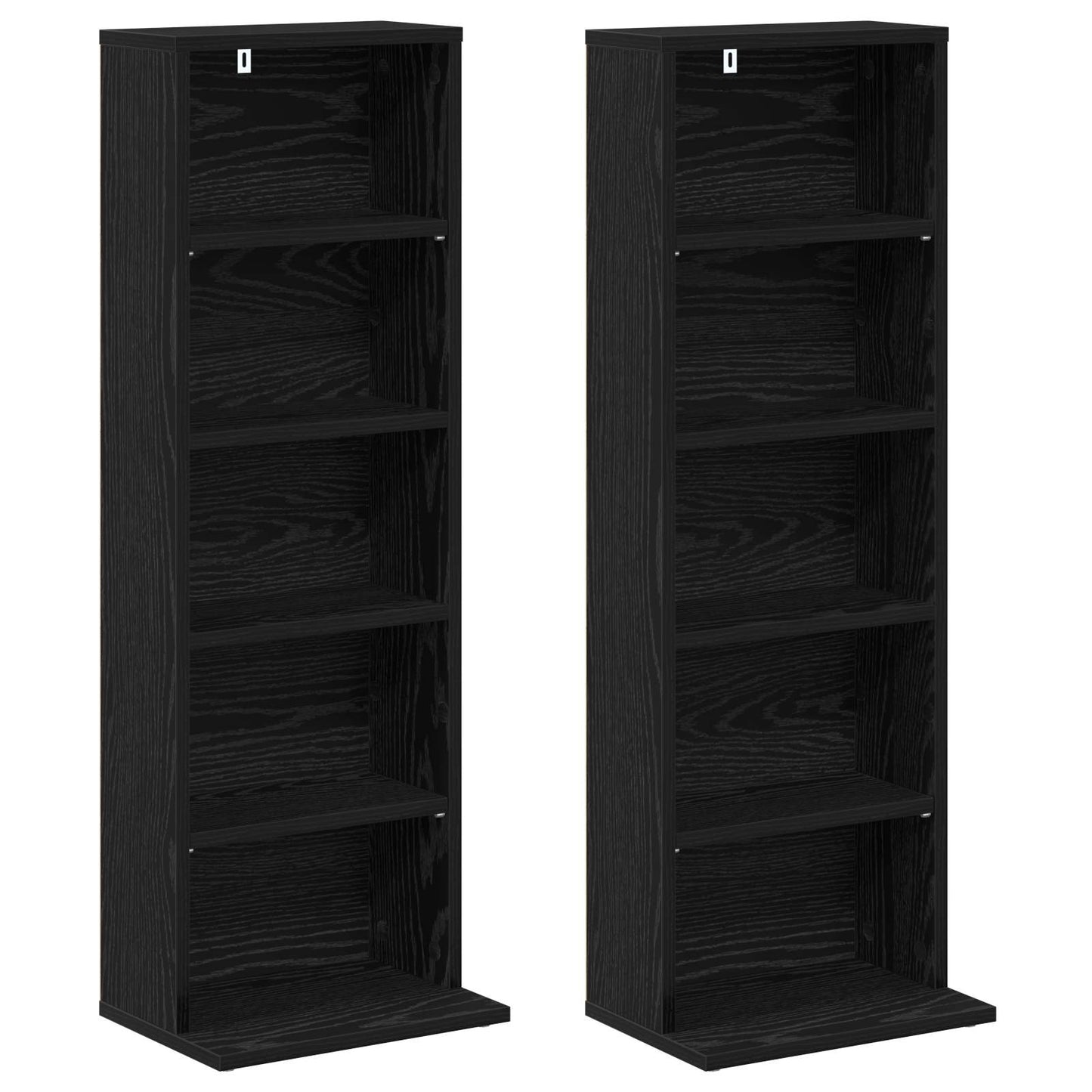 CD skap 2 stk. Svart eik 33 x 23,5 x 97,5 cm Konstruert tre
