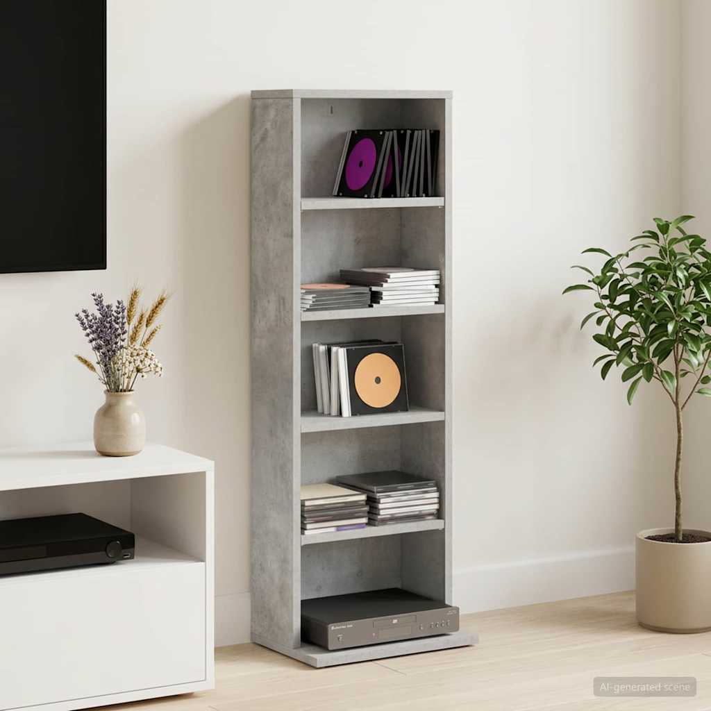 CD skap Betonggrå 33 x 23,5 x 97,5 cm Konstruert tre