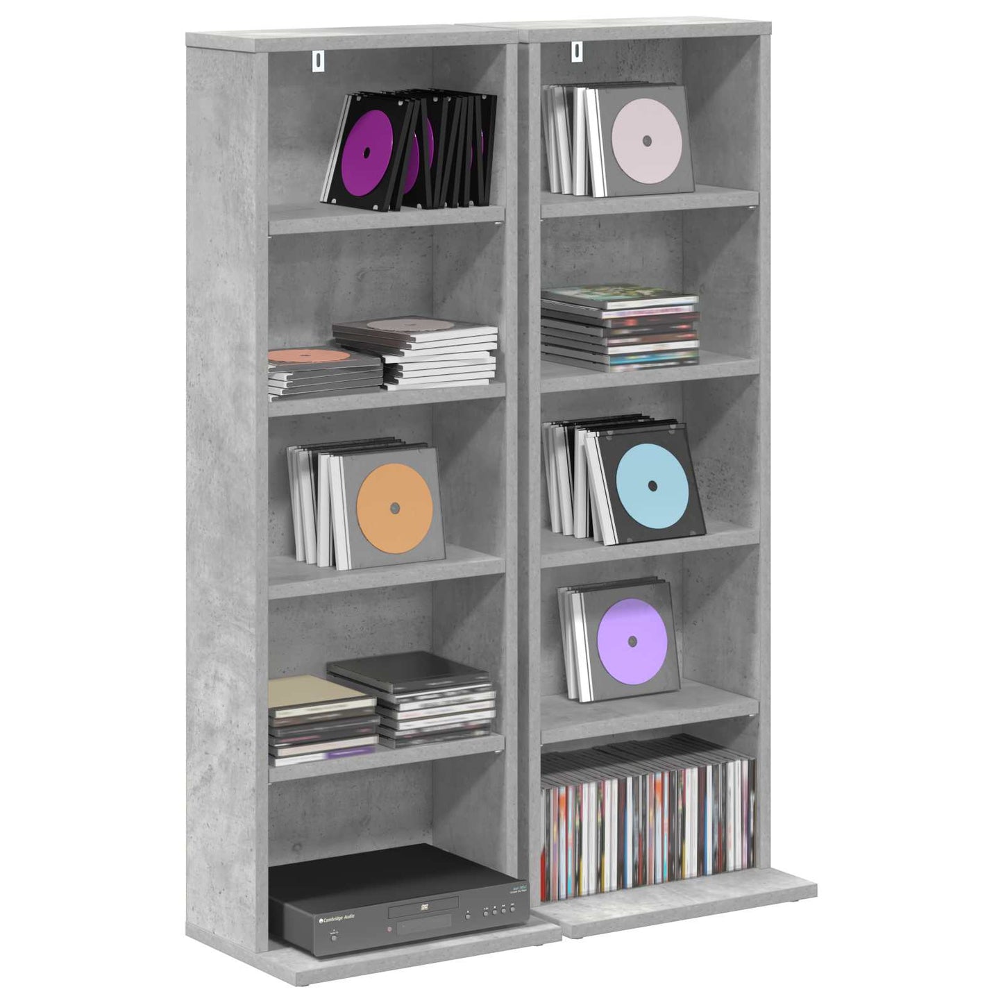 CD skap 2 stk. Betonggrå 33 x 23,5 x 97,5 cm Konstruert tre