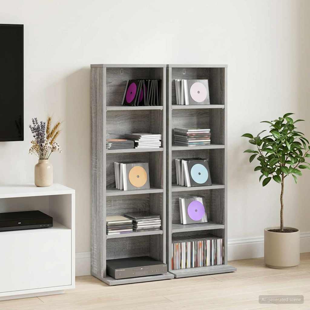 CD skap 2 stk. Grå Sonoma 33 x 23,5 x 97,5 cm Konstruert tre