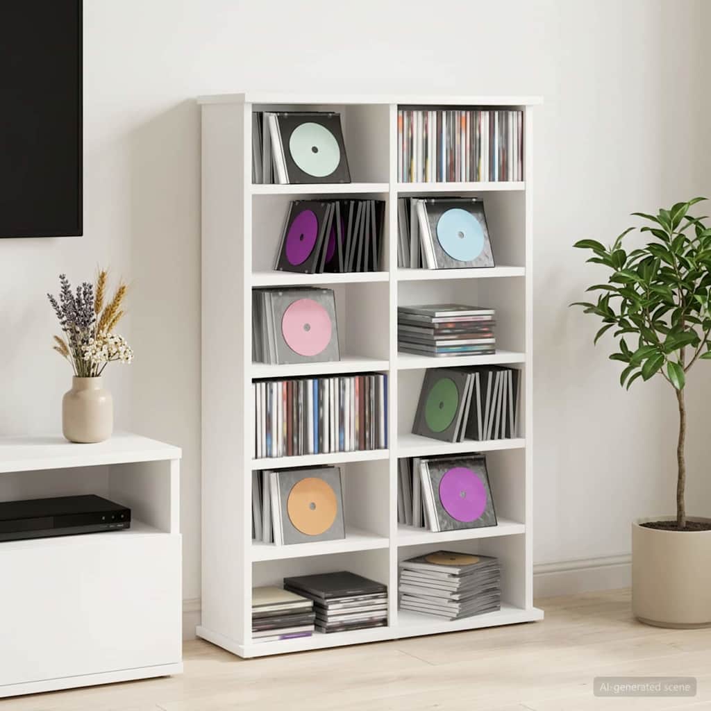 CD skap Hvit 60 x 17 x 92 cm Konstruert tre