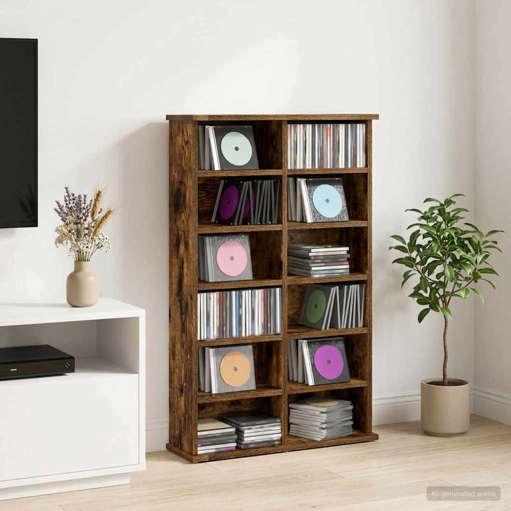 CD skap Røkt Eik 60 x 17 x 92 cm Konstruert tre