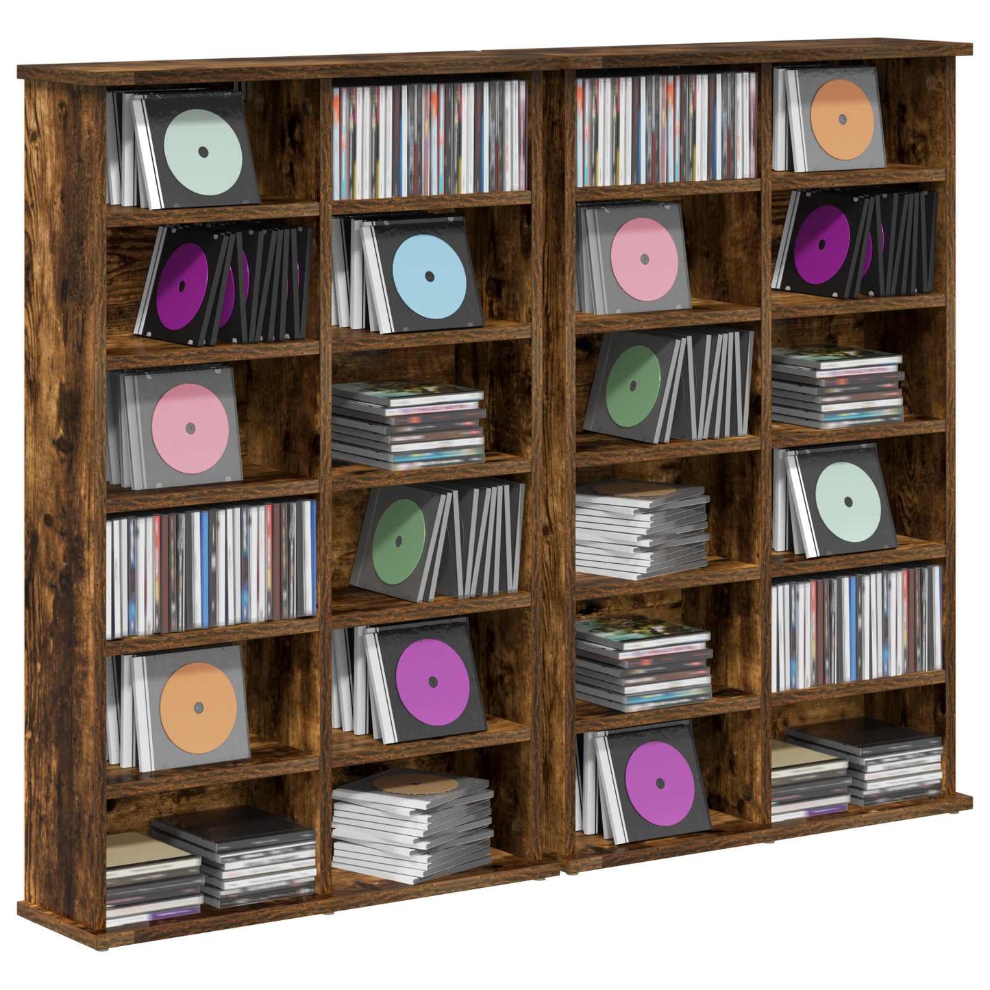 CD skap 2 stk. Røkt Eik 60 x 17 x 92 cm Konstruert tre