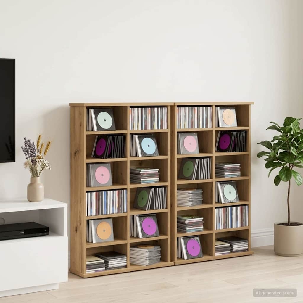CD skap 2 stk. Artisan eik 60 x 17 x 92 cm Konstruert tre