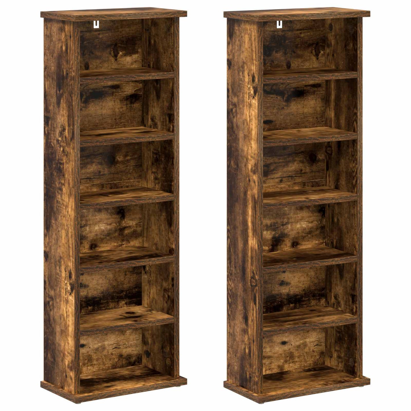 CD skap 2 stk. Røkt Eik 60 x 17 x 92 cm Konstruert tre