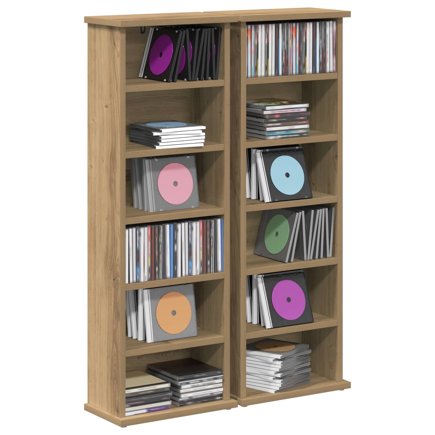CD skap 2 stk. Artisan eik 60 x 17 x 92 cm Konstruert tre