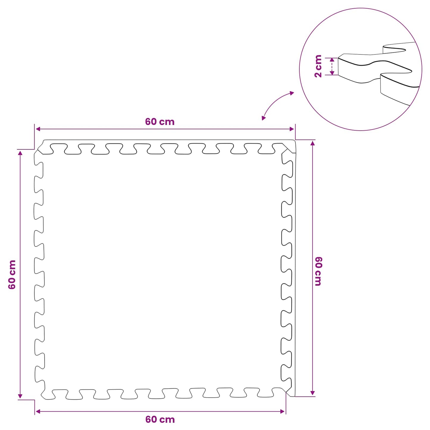 Gulvmatter 12 stk. Blå 4,32 m² EVA Skum