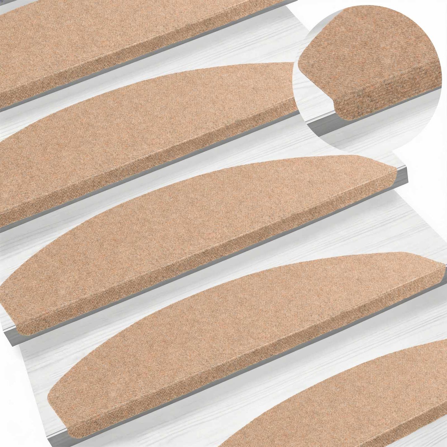 Selvlimende trappematter 15 pcs Beige 80 x 28 x 3,5 cm