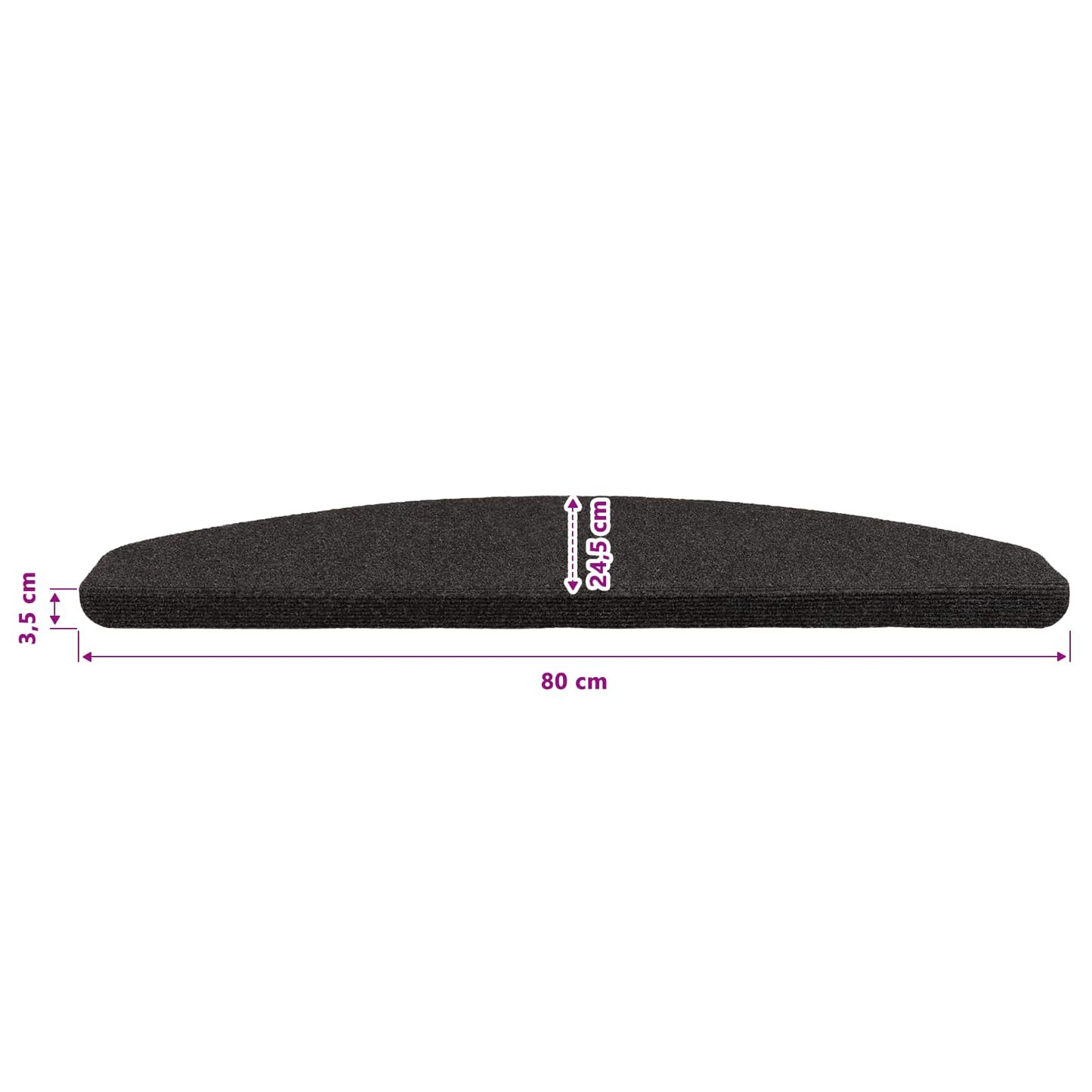 Selvlimende trappematter 15 pcs Antrasitt 80 x 28 x 3,5 cm