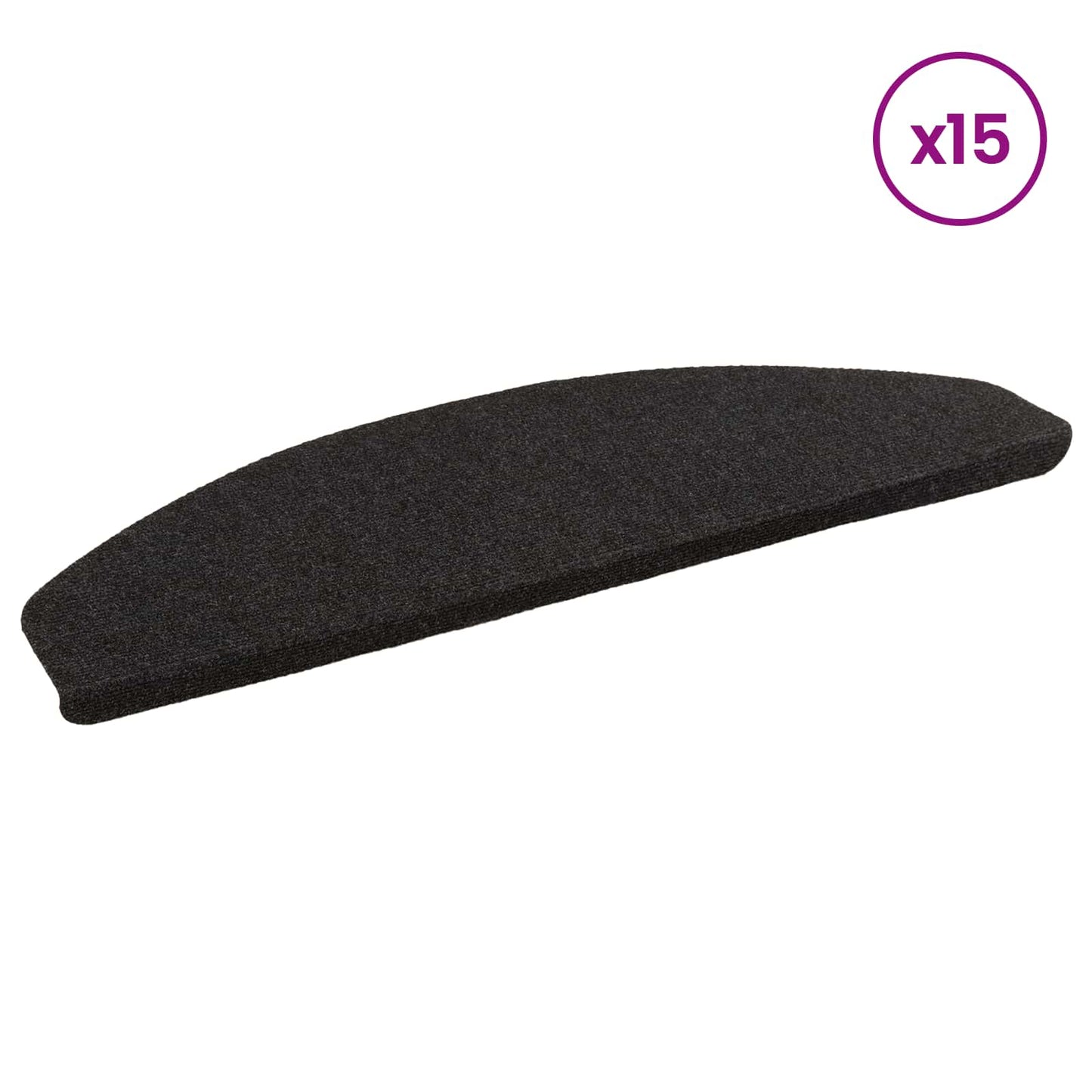 Selvlimende trappematter 15 pcs Antrasitt 80 x 28 x 3,5 cm