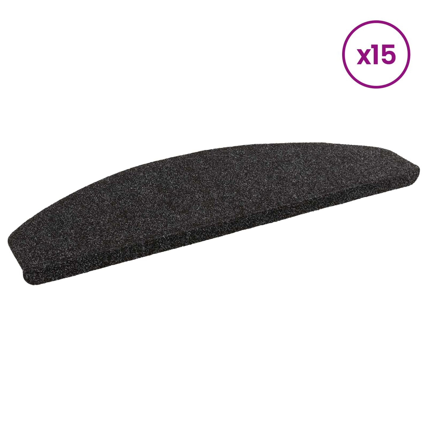 Selvlimende trappematter 15 pcs Svart 80 x 28 x 3,5 cm