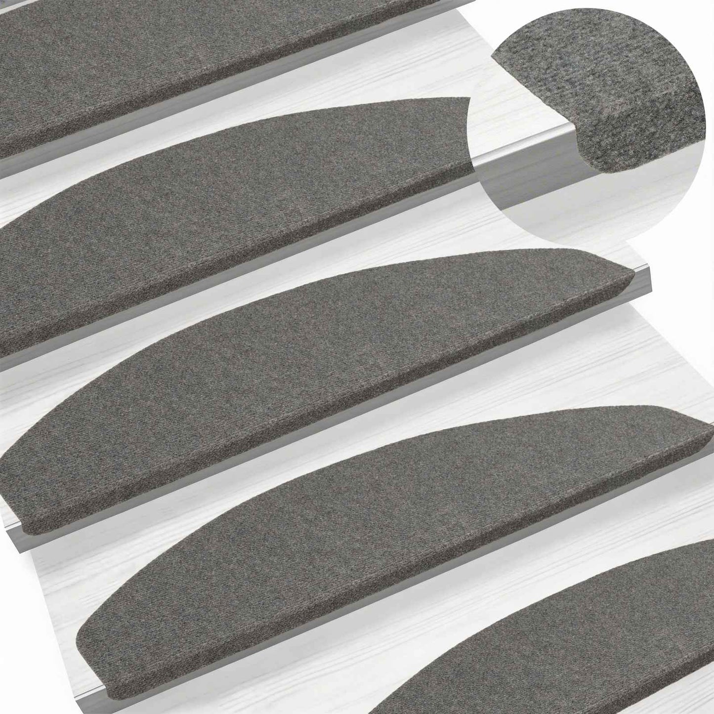 Selvlimende trappematter 15 pcs Grå 80 x 28 x 3,5 cm