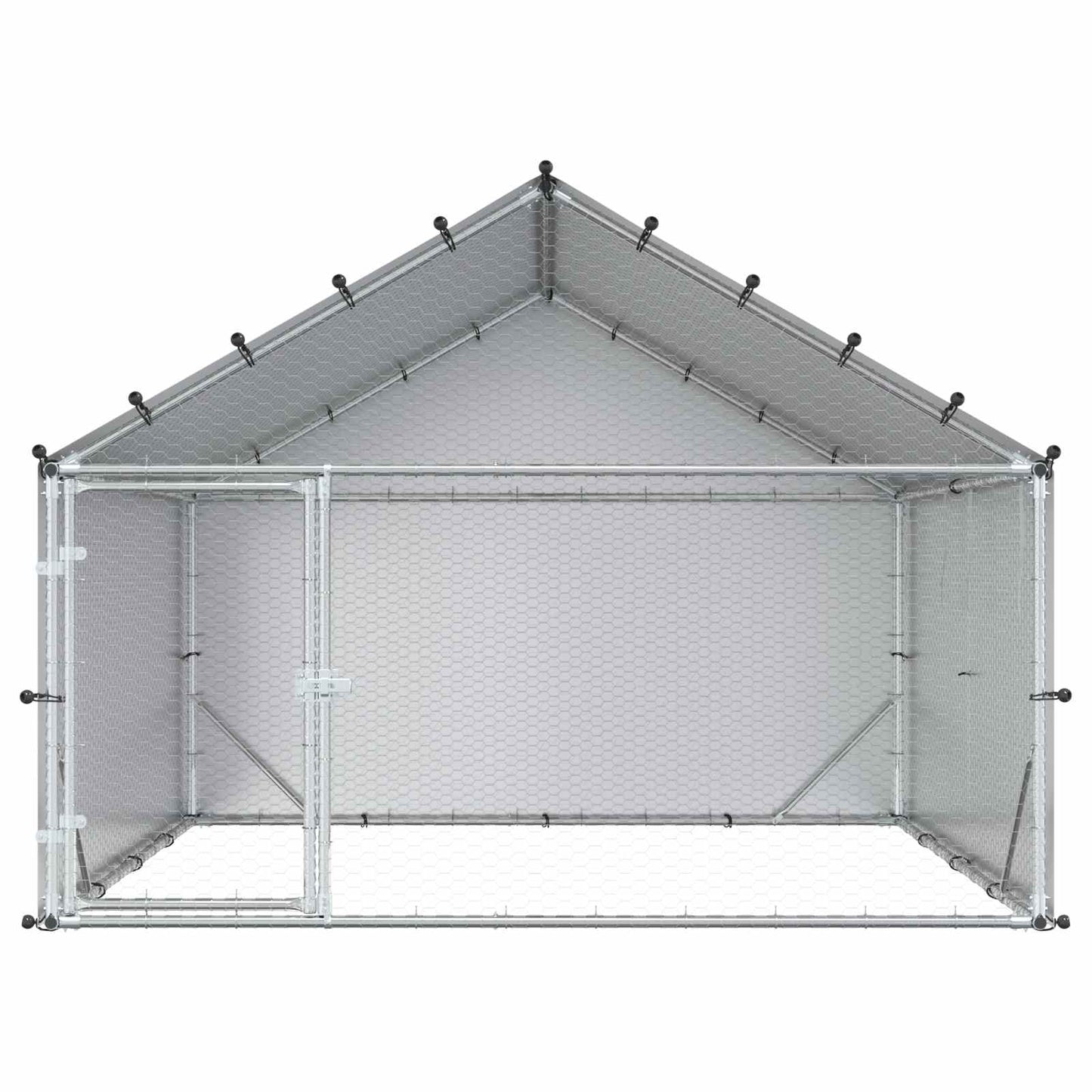 Kyllinghus med tak Sølv 200 x 200 x 150 cm Galvanisert stål