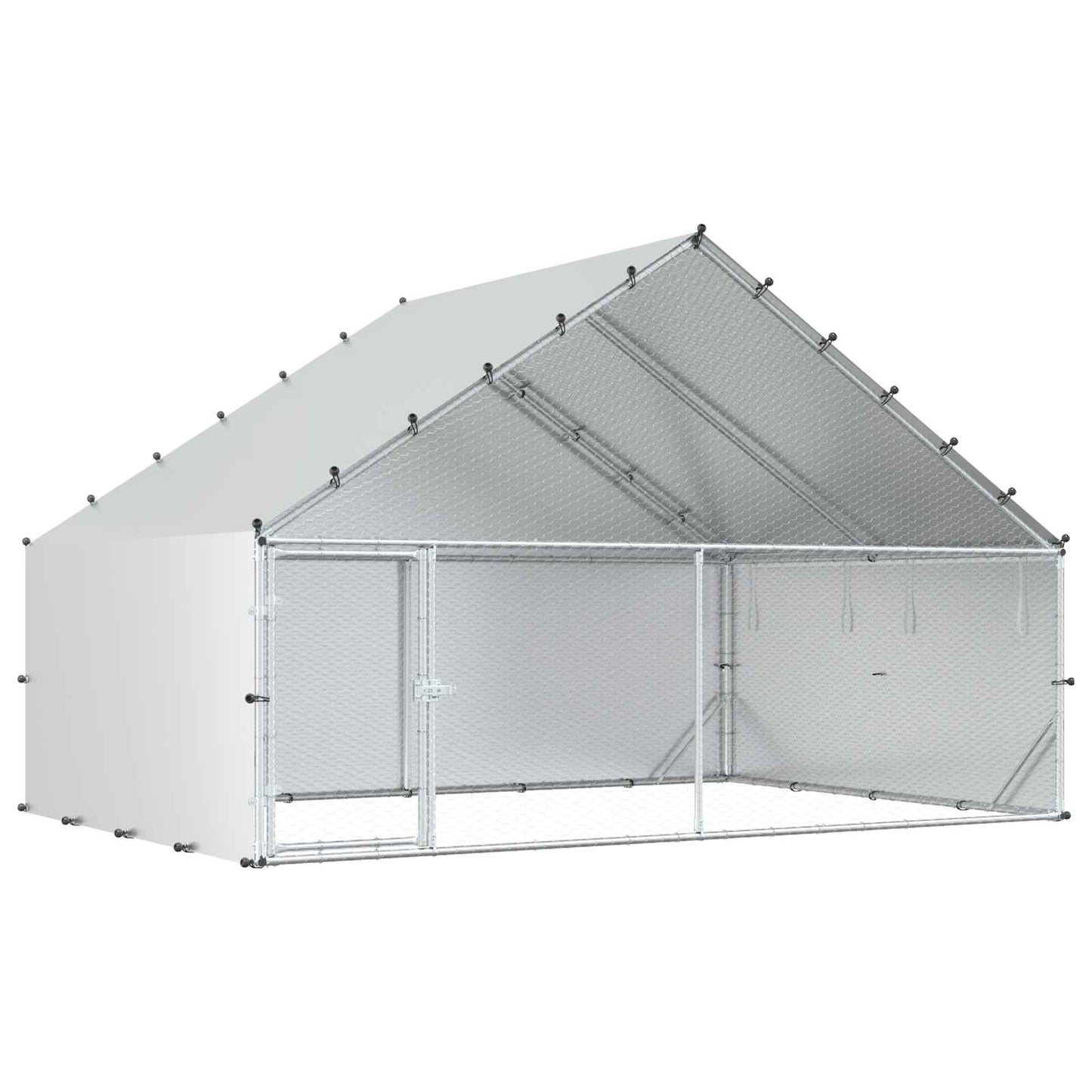 Kyllinghus med tak Sølv 300 x 200 x 190 cm Galvanisert stål