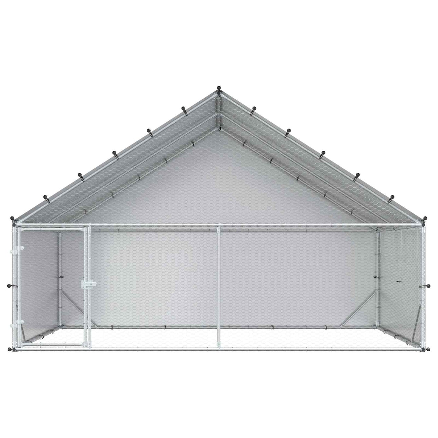 Kyllinghus med tak Sølv 300 x 200 x 190 cm Galvanisert stål
