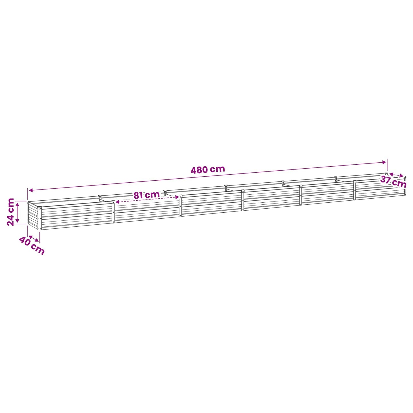Hevet Hagebed Rusten 480 x 40 x 24 cm papp