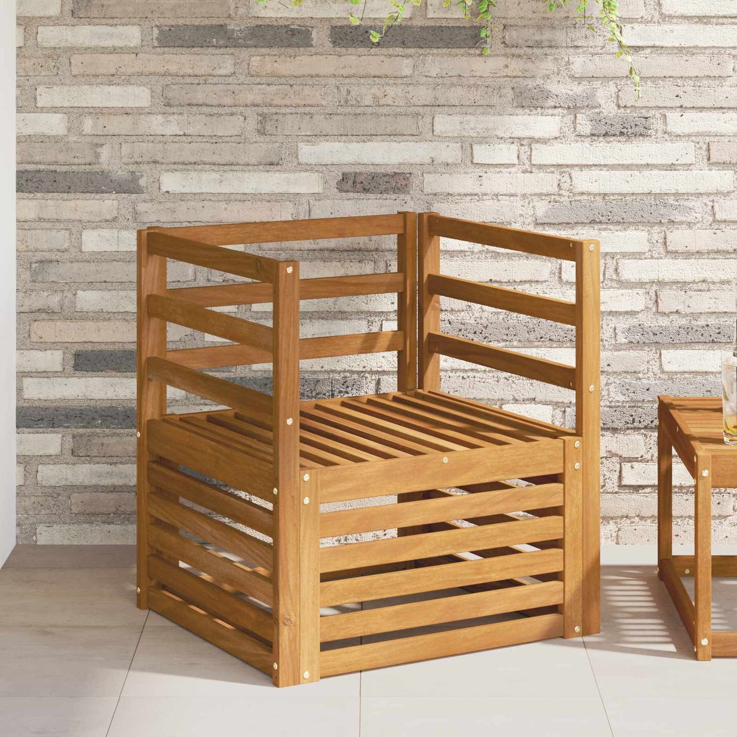 Utesofa Solid akasietre Naturlig