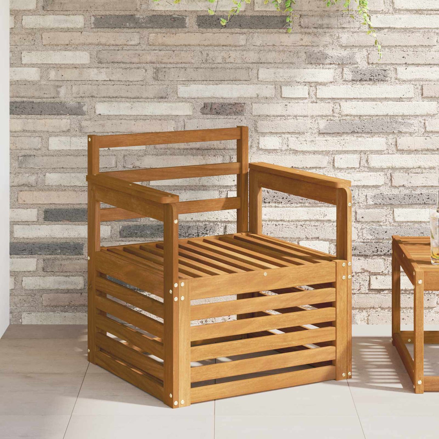 Utesofa Solid akasietre Naturlig