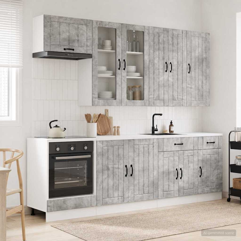 Kjøkken enhet LUCCA 8 pcs Betonggrå Konstruert tre