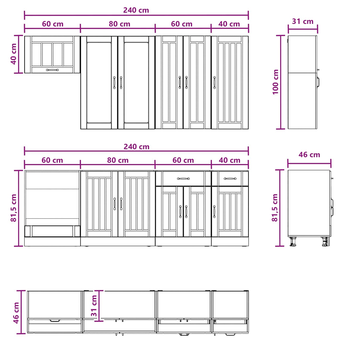 Kjøkken enhet LUCCA 8 pcs Artisan eik Konstruert tre