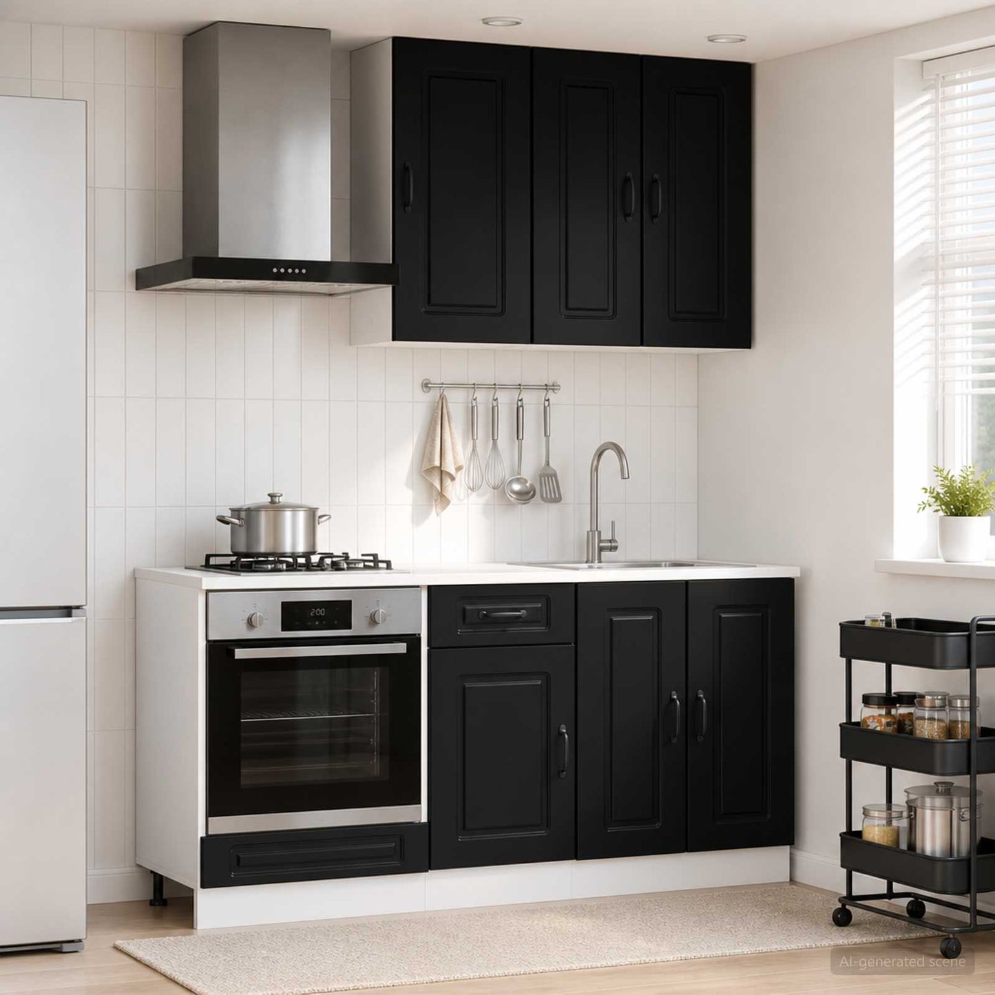 Kjøkken enhet KALMAR 5 pcs Svart Konstruert tre