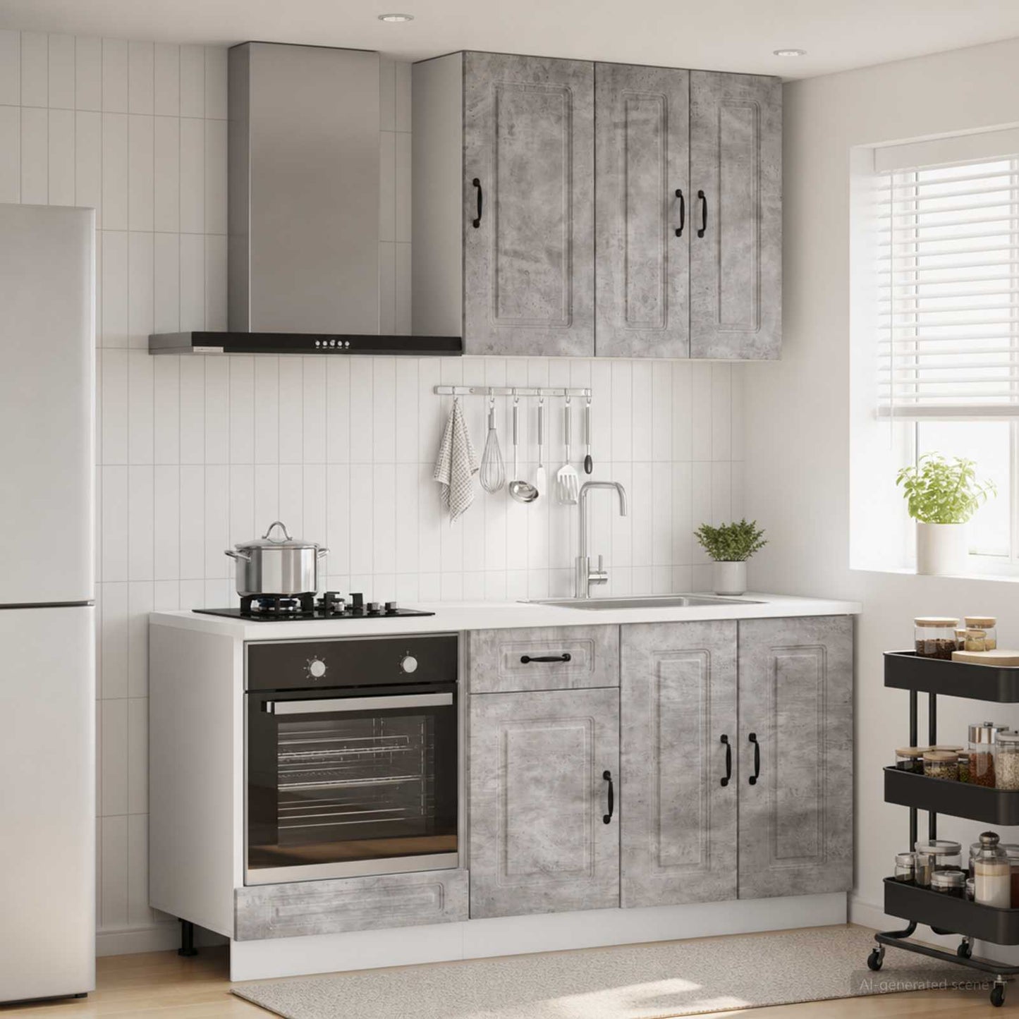 Kjøkken enhet KALMAR 5 pcs Betonggrå Konstruert tre