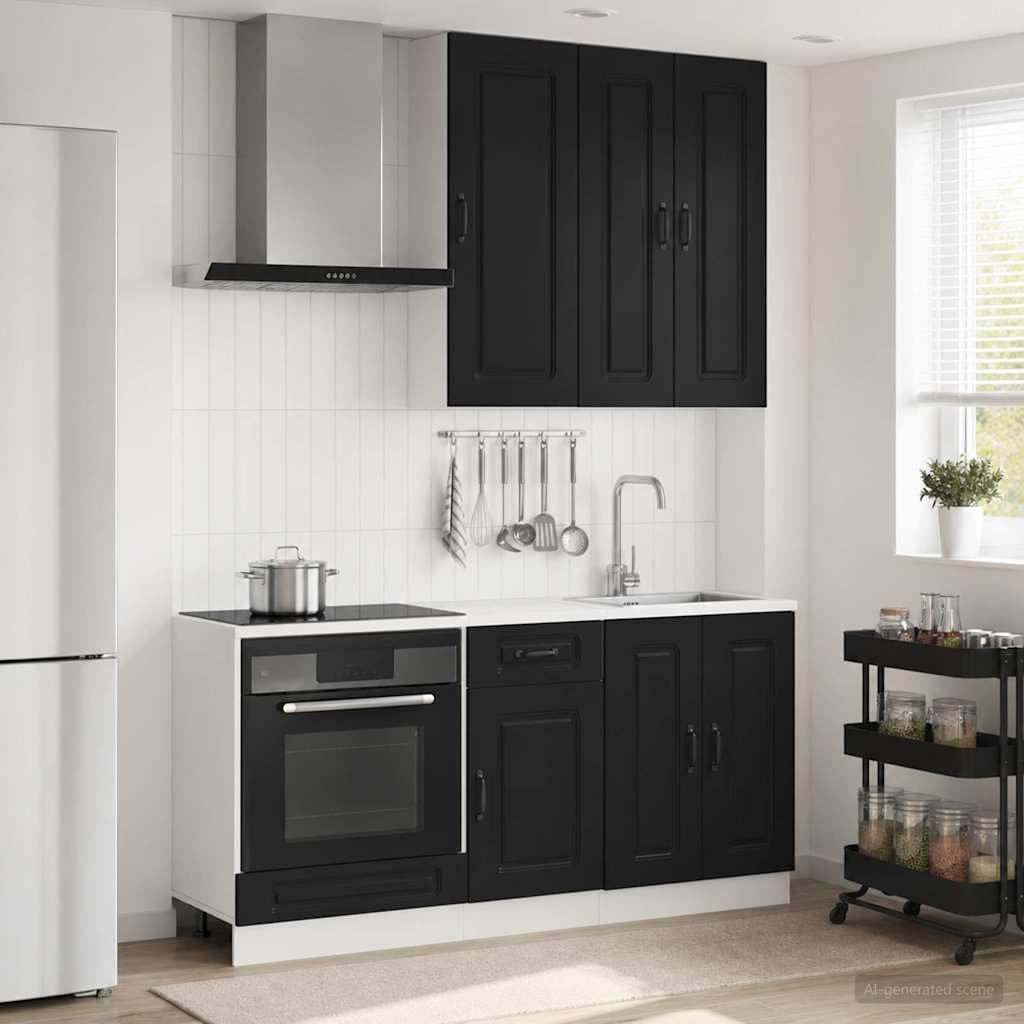Kjøkken enhet KALMAR 5 pcs Svart Konstruert tre