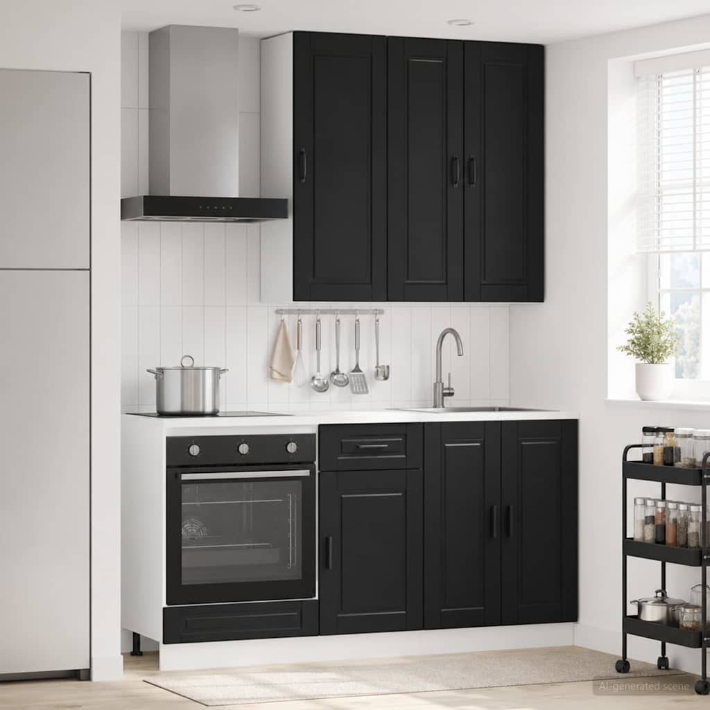 Kjøkken enhet PORTO 5 pcs Svart Konstruert tre