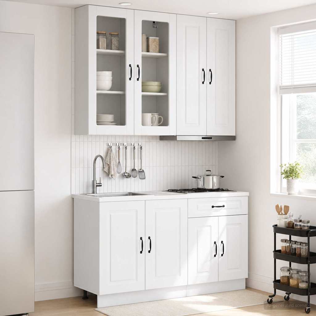 Kjøkken enhet KALMAR 4 pcs Høgglans hvit Konstruert tre