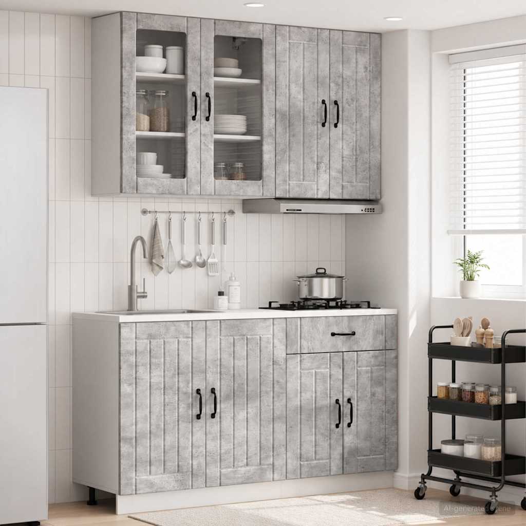 Kjøkken enhet LUCCA 4 pcs Betonggrå Konstruert tre