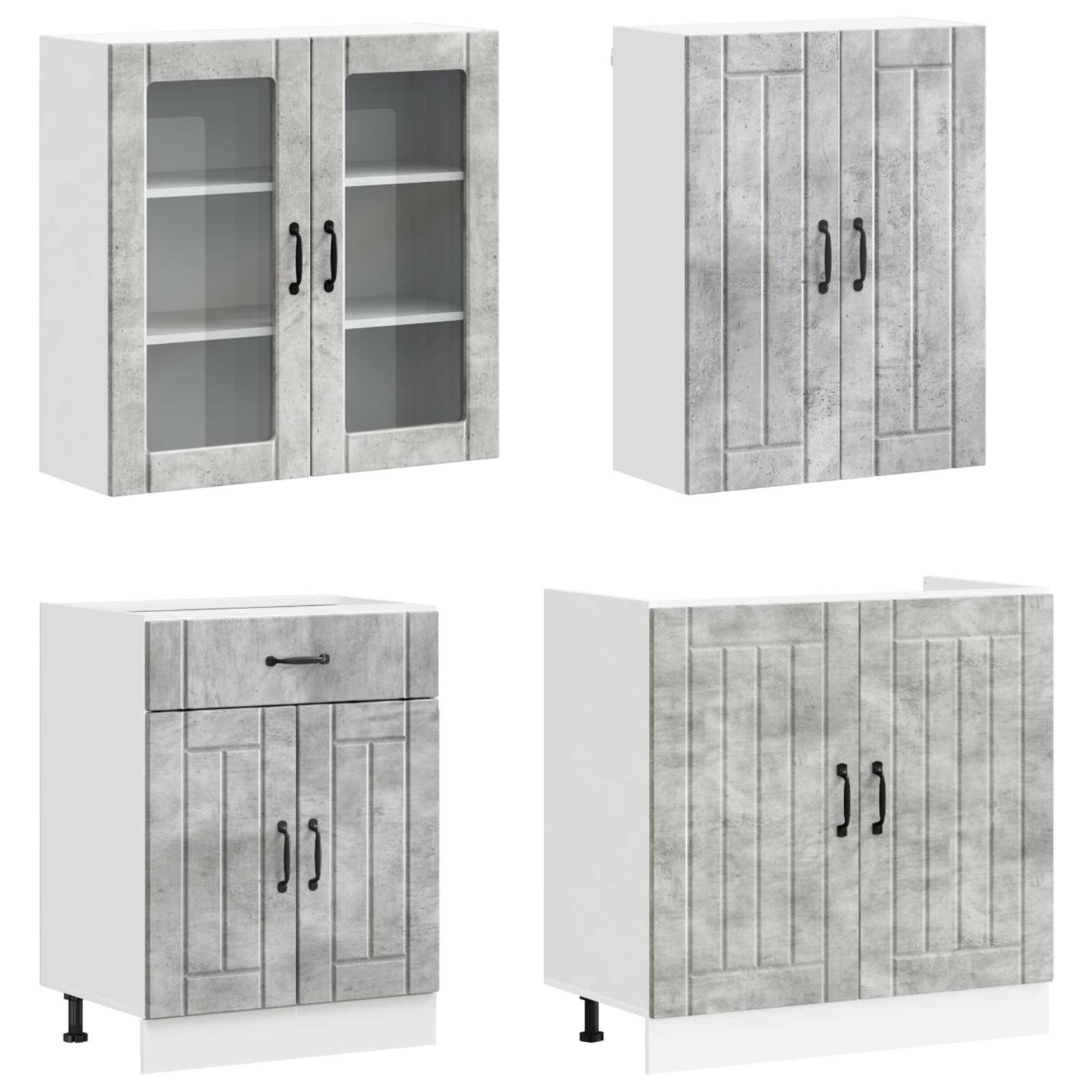 Kjøkken enhet LUCCA 4 pcs Betonggrå Konstruert tre