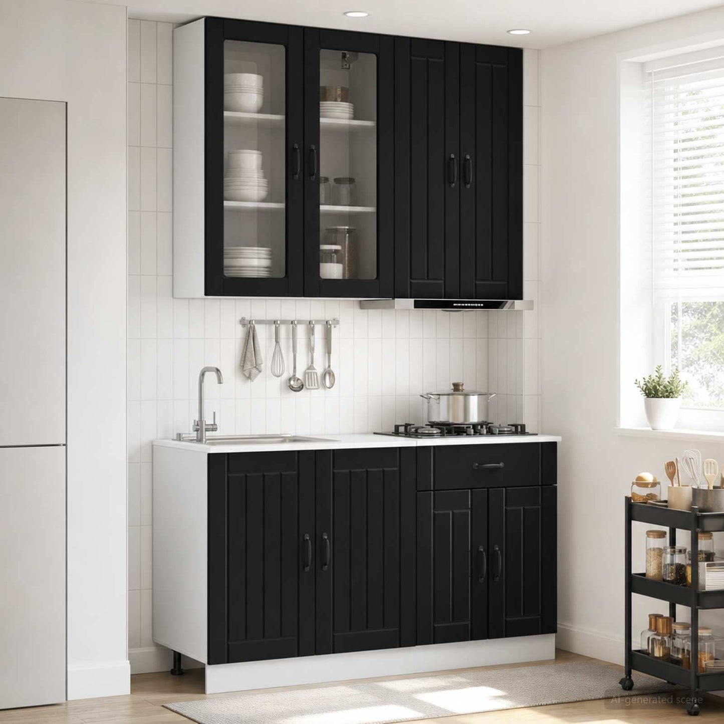 Kjøkken enhet LUCCA 4 pcs Svart Konstruert tre