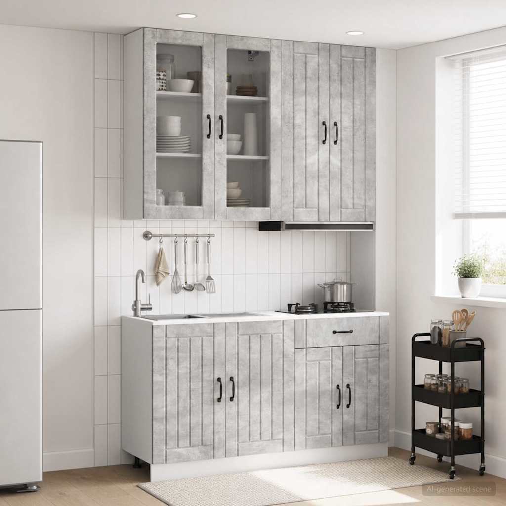 Kjøkken enhet LUCCA 4 pcs Betonggrå Konstruert tre