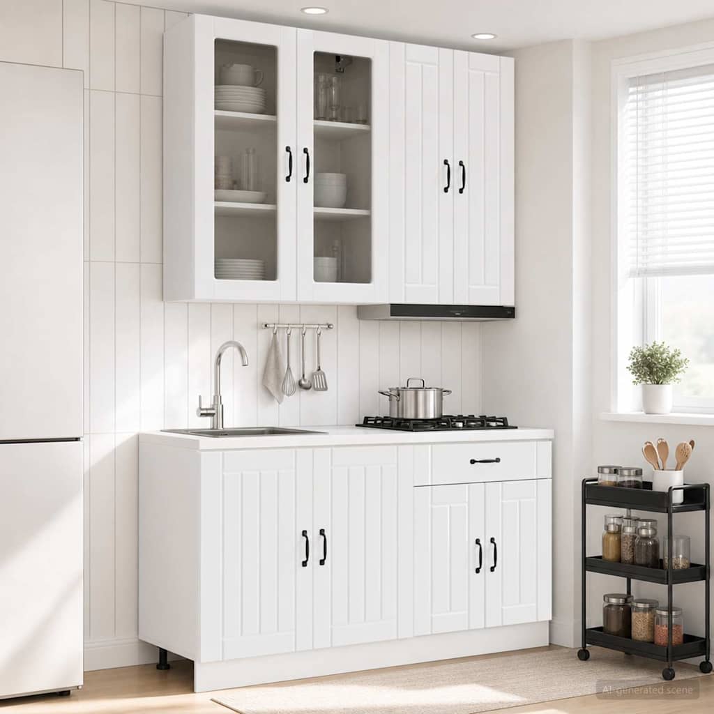 Kjøkken enhet LUCCA 4 pcs Høgglans hvit Konstruert tre