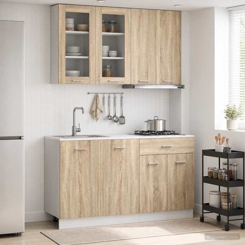 Kjøkken enhet LYON 4 pcs Sonoma eik Konstruert tre