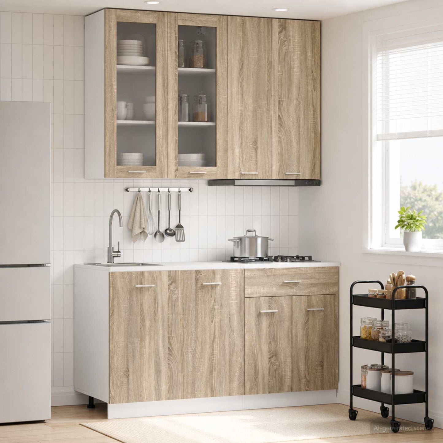 Kjøkken enhet LYON 4 pcs Sonoma eik Konstruert tre