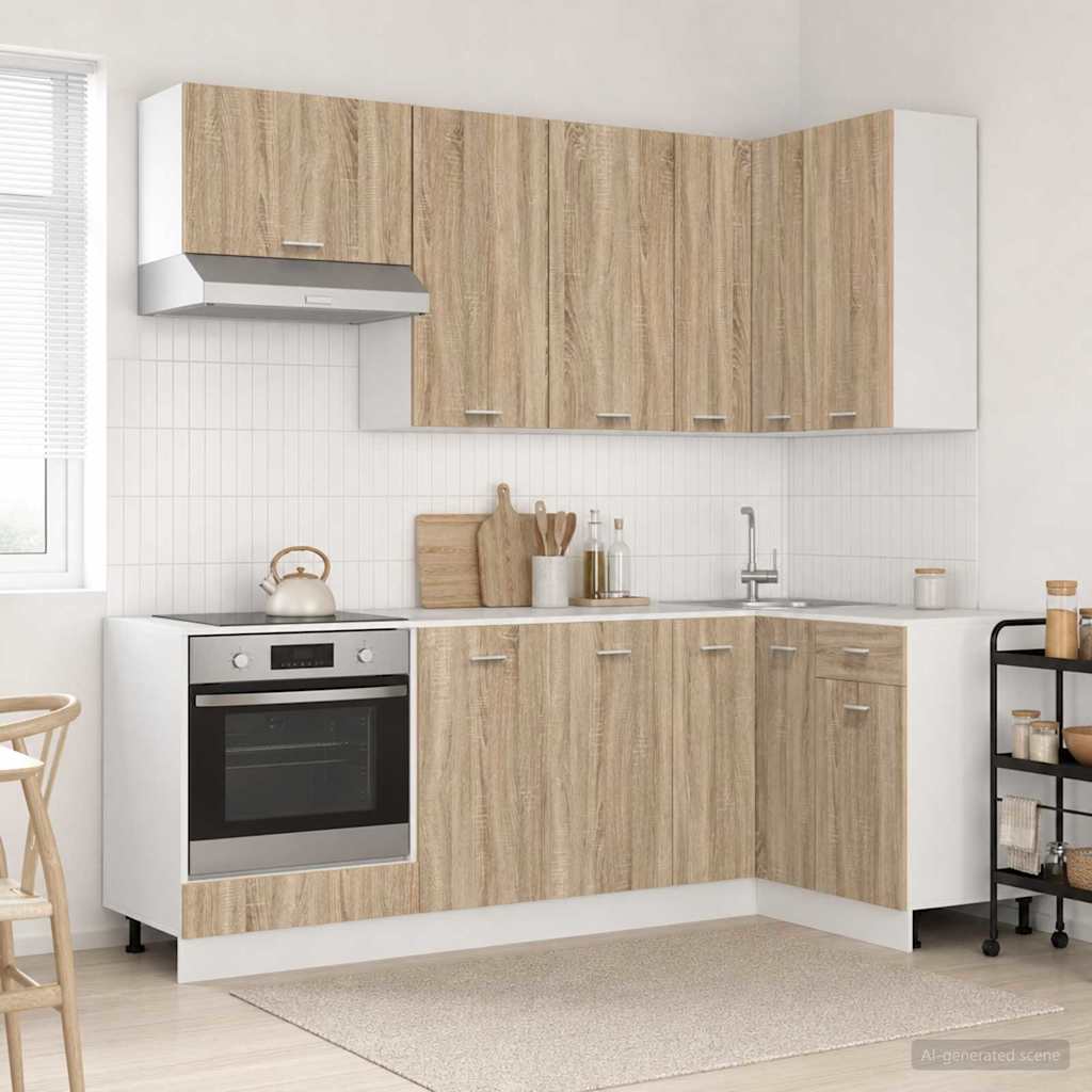 Kjøkken enhet LYON 8 pcs Sonoma eik Konstruert tre
