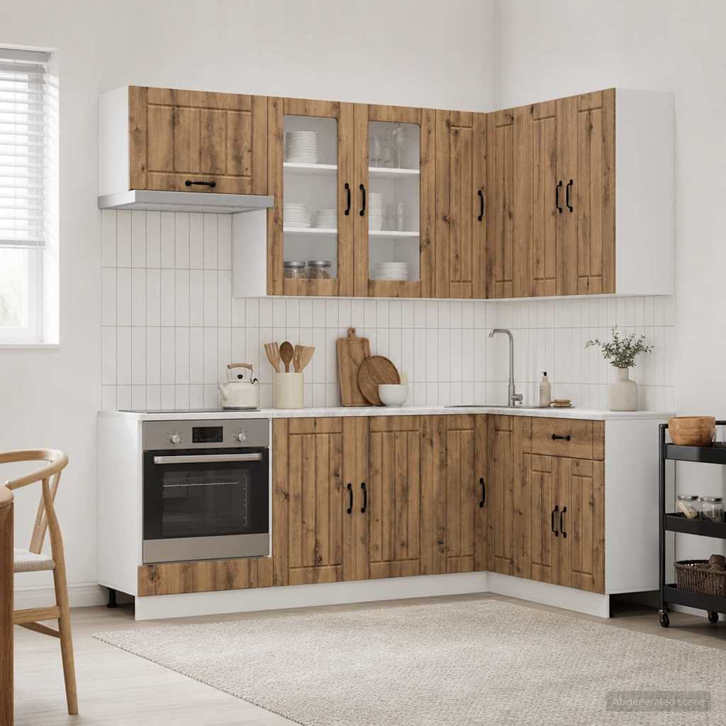 Kjøkken enhet LUCCA 8 pcs Artisan eik Konstruert tre