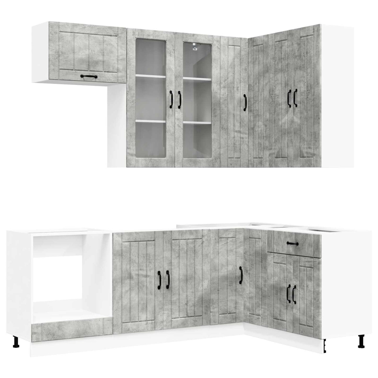 Kjøkken enhet LUCCA 8 pcs Betonggrå Konstruert tre