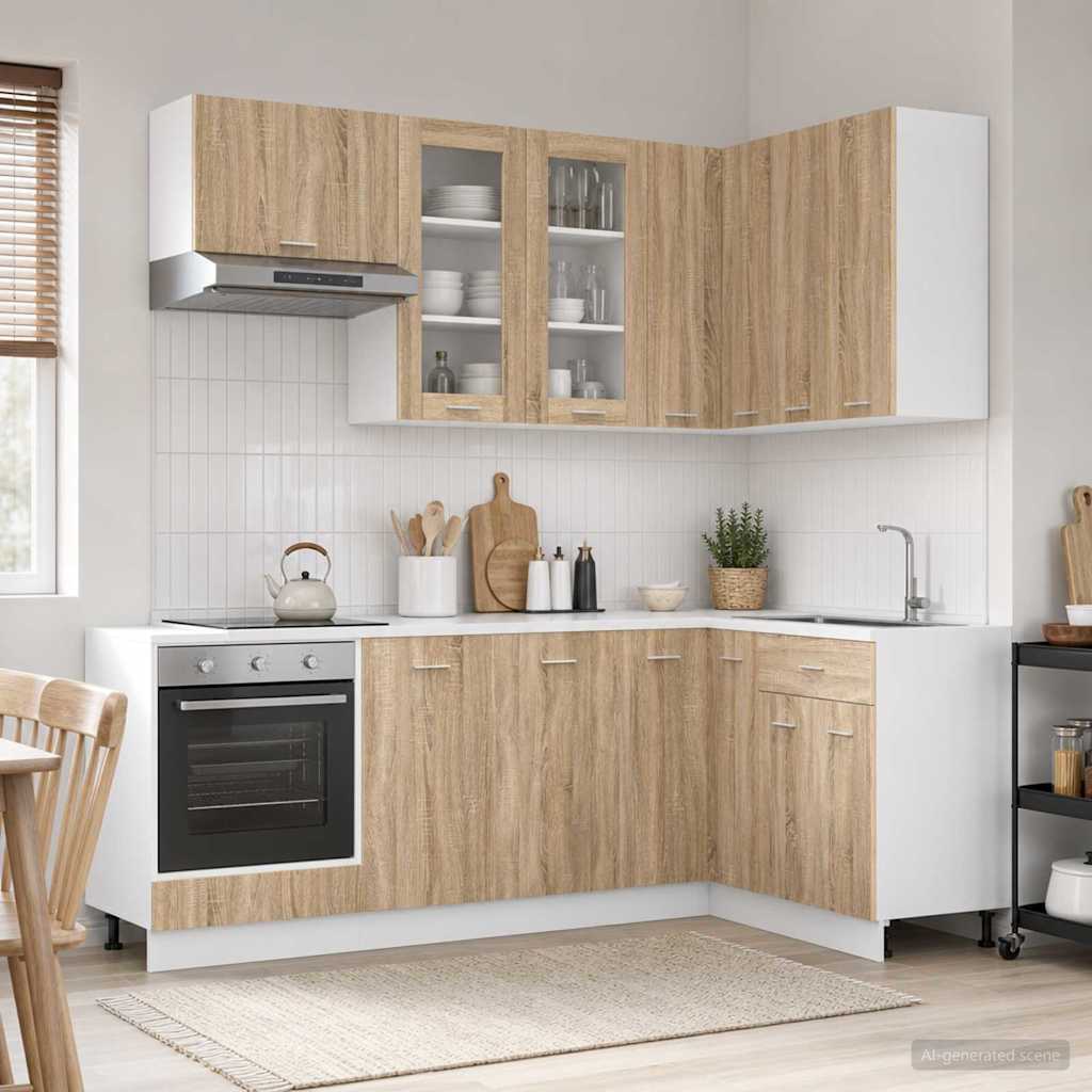 Kjøkken enhet LYON 8 pcs Sonoma eik Konstruert tre