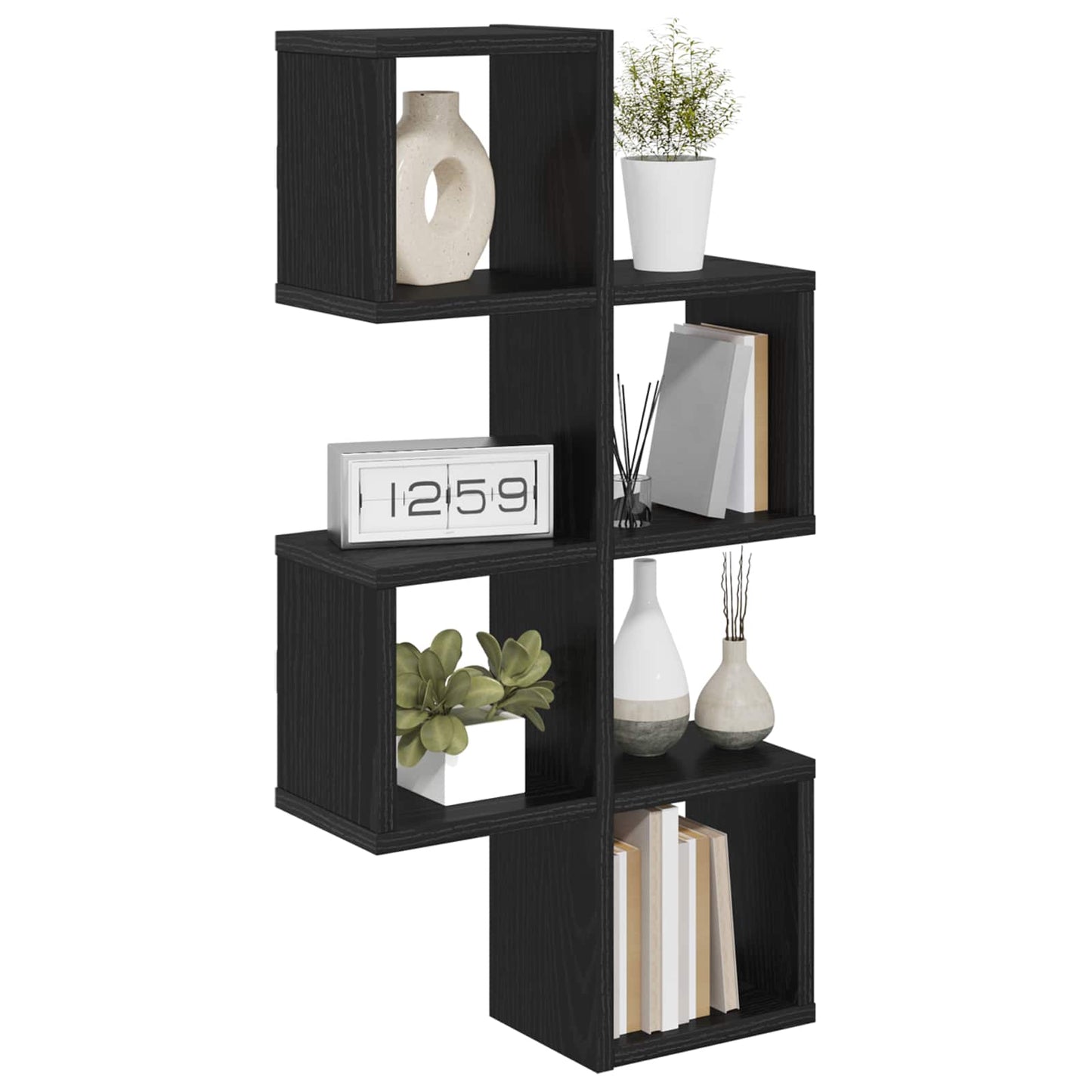 Vegghylle Veggmontert Svart 39 x 15 x 76 cm Konstruert tre